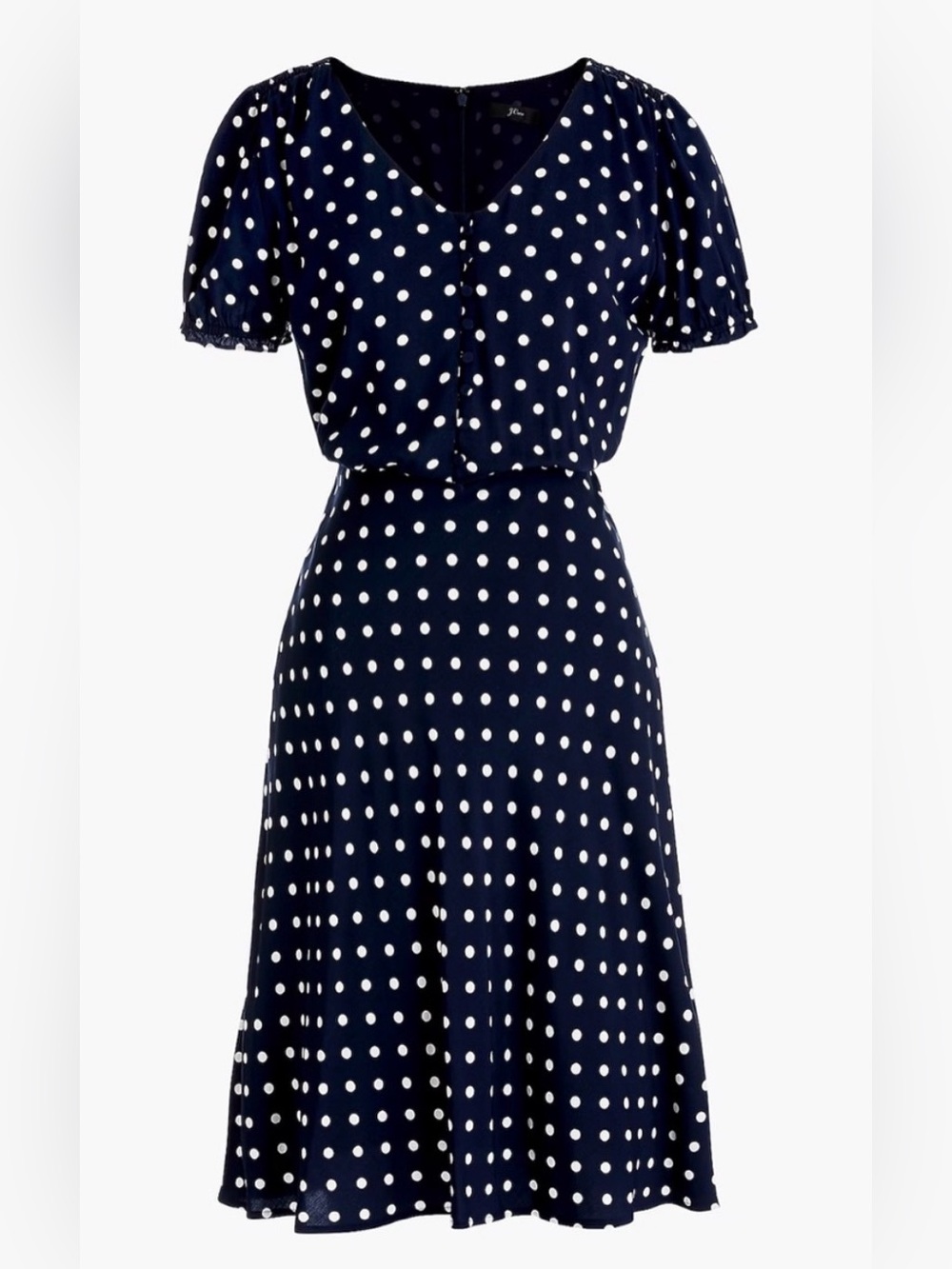 J Crew Navy Polka Dot Midi Dress